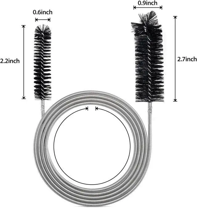 Alt view image 2 of 7 - RayTour Extra-Thick Drain Brush with Stronger Spring - 67-Inch Flexible Pipe Cleaning Tool - Dual Bristle Heads - Ideal for Curved Pipes and Slim Holes Black
