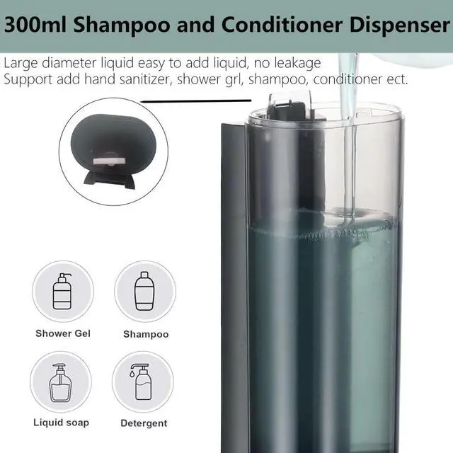 Alt view image 2 of 7 - 10oz/300ml Single Manual Wall Mounted Soap Dispenser, Black
