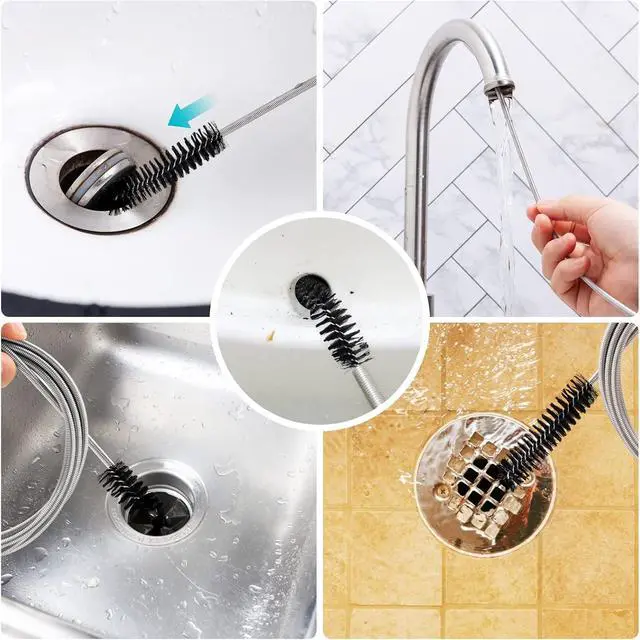 Alt view image 6 of 7 - RayTour Extra-Thick Drain Brush with Stronger Spring - 67-Inch Flexible Pipe Cleaning Tool - Dual Bristle Heads - Ideal for Curved Pipes and Slim Holes Black