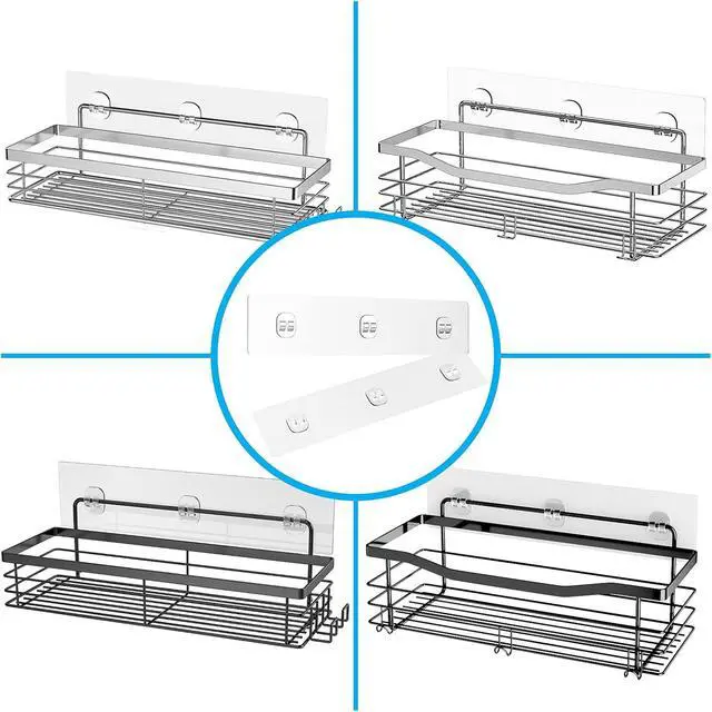 Alt view image 3 of 6 - Orimade 2 Pack Shower Caddy Adhesive Replacement Sticky Wall Adhesives, 10.63 x 2.75'' (7x27cm) Pad Hook Strip Waterproof Rustproof Bathroom Organizer Shelves, Kitchen Racks Storage