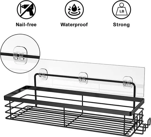 Alt view image 4 of 6 - Orimade 2 Pack Shower Caddy Adhesive Replacement Sticky Wall Adhesives, 10.63 x 2.75'' (7x27cm) Pad Hook Strip Waterproof Rustproof Bathroom Organizer Shelves, Kitchen Racks Storage