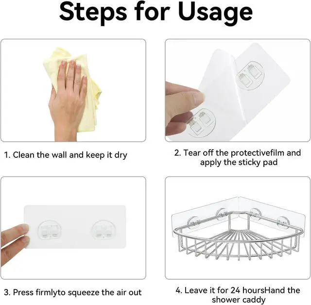 Alt view image 4 of 7 - Shower Caddy Adhesive Hooks Replacement for Bathroom, No Drilling