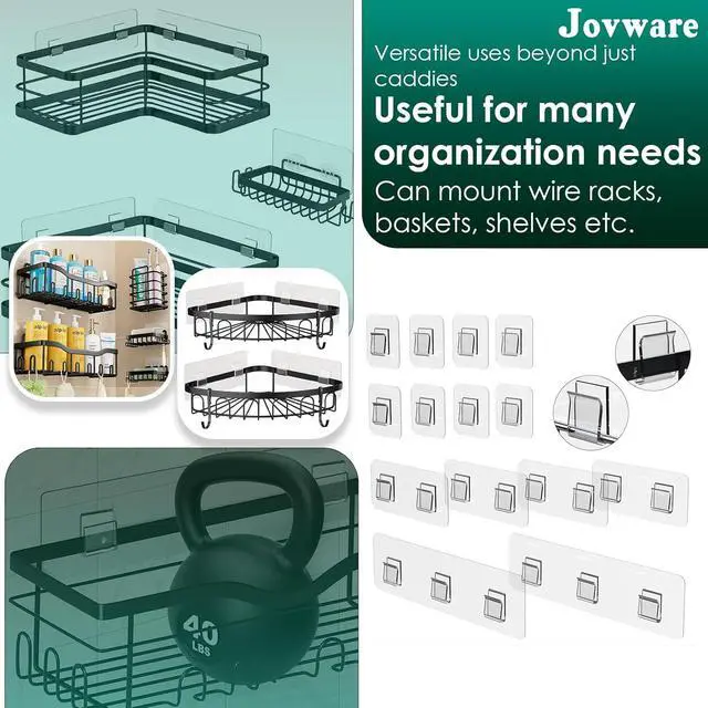 Alt view image 3 of 7 - Shower Caddy Adhesive Replacement, Soap Holder, Sponge Holder and Kitchen Sink Rack (Transparent - 14 Packs)