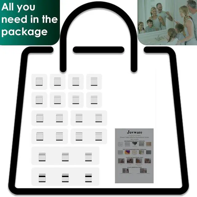 Alt view image 7 of 7 - Shower Caddy Adhesive Replacement, Soap Holder, Sponge Holder and Kitchen Sink Rack (Transparent - 14 Packs)