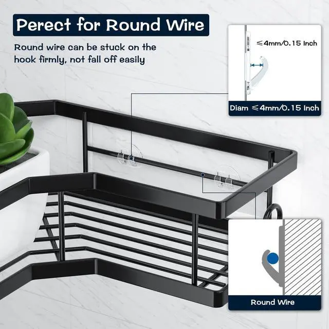 Alt view image 2 of 7 - AKTECKE Shower Caddy Replacement Stickers, No Drilling Transparent Adhesive Strips for Shower Caddy, Soap Holder, Bathroom Storage Shelves & Kitchen Racks(4pack)