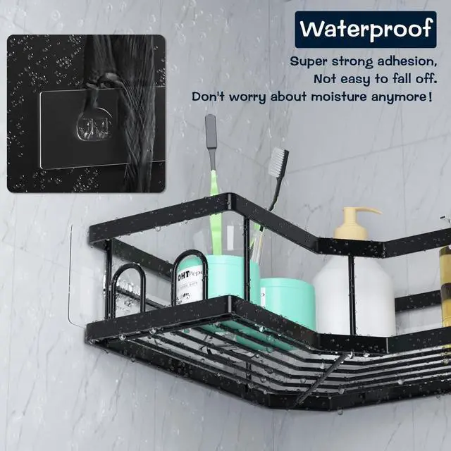Alt view image 4 of 7 - AKTECKE Shower Caddy Replacement Stickers, No Drilling Transparent Adhesive Strips for Shower Caddy, Soap Holder, Bathroom Storage Shelves & Kitchen Racks(4pack)