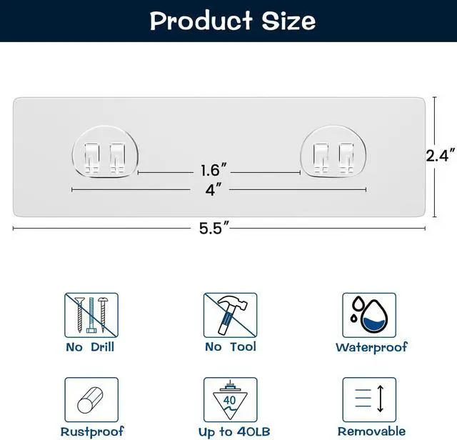 Alt view image 5 of 7 - AKTECKE Shower Caddy Replacement Stickers, No Drilling Transparent Adhesive Strips for Shower Caddy, Soap Holder, Bathroom Storage Shelves & Kitchen Racks(4pack)