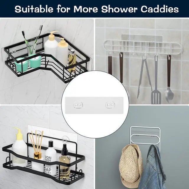 Alt view image 7 of 7 - AKTECKE Shower Caddy Replacement Stickers, No Drilling Transparent Adhesive Strips for Shower Caddy, Soap Holder, Bathroom Storage Shelves & Kitchen Racks(4pack)