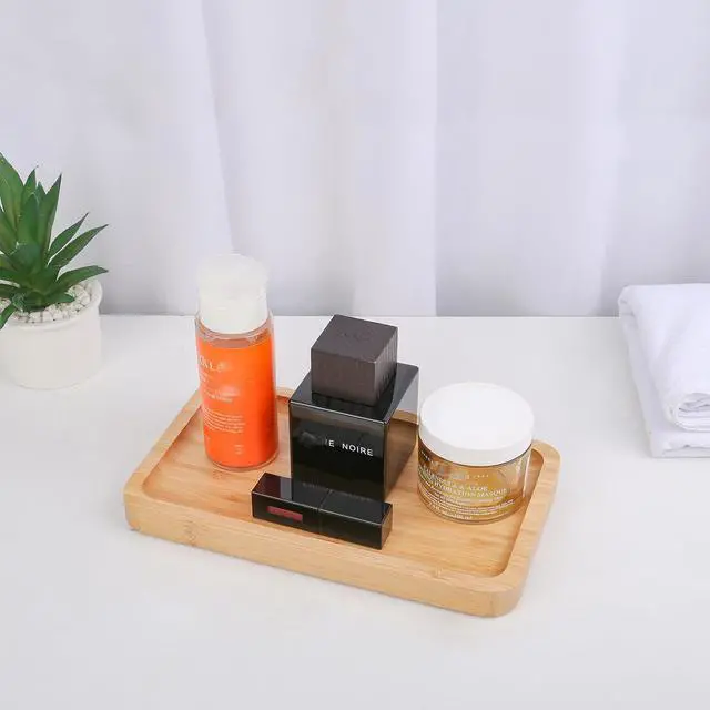 Alt view image 5 of 6 - Natural Bamboo Vanity Tray, Smooth Wooden Bathroom Organizer