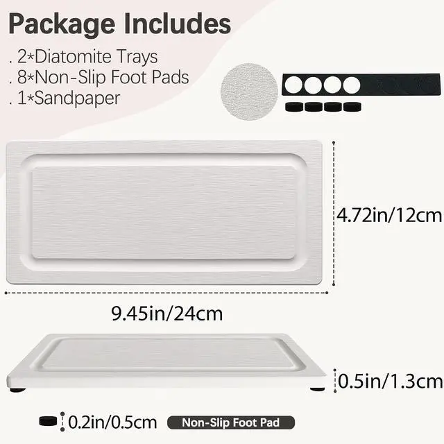 Alt view image 3 of 7 - 2 PCS Water Absorbing Stone Trays for Bathroom Sink Fast Drying Coasters