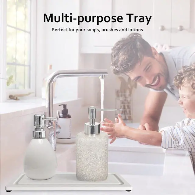 Alt view image 5 of 7 - 2 PCS Water Absorbing Stone Trays for Bathroom Sink Fast Drying Coasters