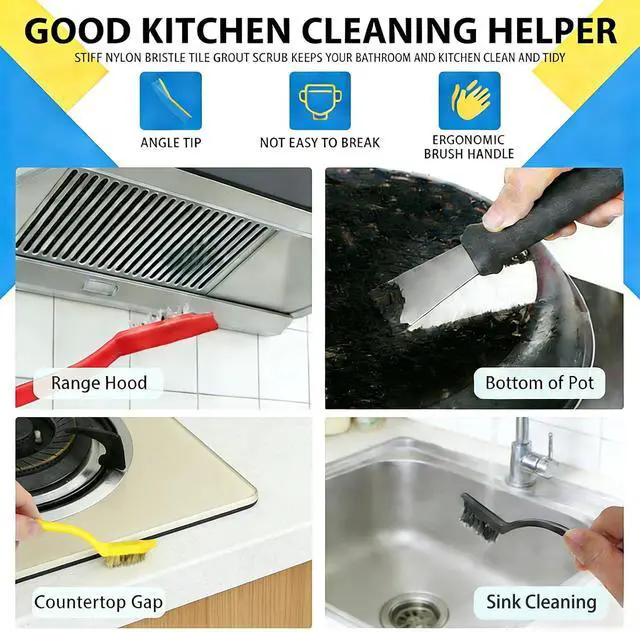 Alt view image 7 of 7 - Crevice Cleaning Brush Set (12 Pack) Hard Bristle Gap Cleaning Tool for Window Tracks, Grout & Bathroom Corners Thin Deep Cleaning Brush for Kitchen Sink, Sliding Door Tracks & Tight Spaces