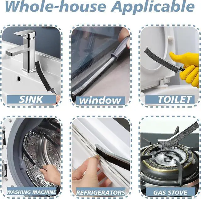 Alt view image 5 of 6 - Crevice Cleaning Brush Magic Brush Tool, Bathroom Tile Groove Gap Radiator Window Sink Alloy Cleaning Scrubbing Brushes with Long Handle, Thin Cleaning Supplies for Home Kitchen Narrow Corners