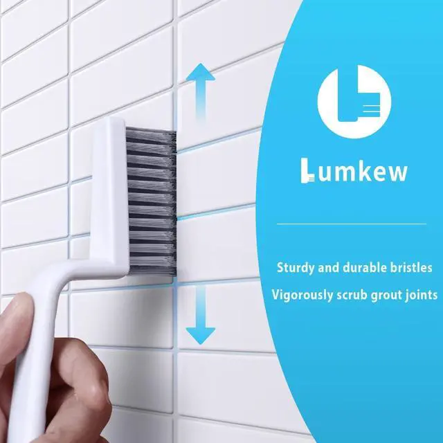 Alt view image 5 of 7 - Lumkew Grout Cleaner Brush V Shape, Stiff Grout Cleaning Brushes for Tile Floor, Handheld Grout Scrub Brush Set for Shower, Bathroom, Kitchen, Household Use,2 pcs