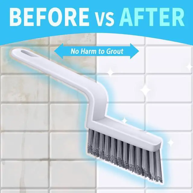 Alt view image 6 of 7 - Lumkew Grout Cleaner Brush V Shape, Stiff Grout Cleaning Brushes for Tile Floor, Handheld Grout Scrub Brush Set for Shower, Bathroom, Kitchen, Household Use,2 pcs