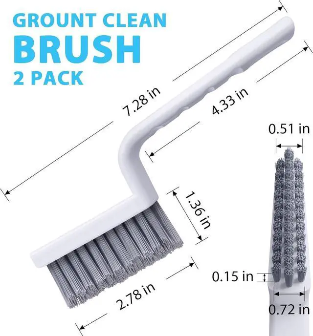 Alt view image 7 of 7 - Lumkew Grout Cleaner Brush V Shape, Stiff Grout Cleaning Brushes for Tile Floor, Handheld Grout Scrub Brush Set for Shower, Bathroom, Kitchen, Household Use,2 pcs