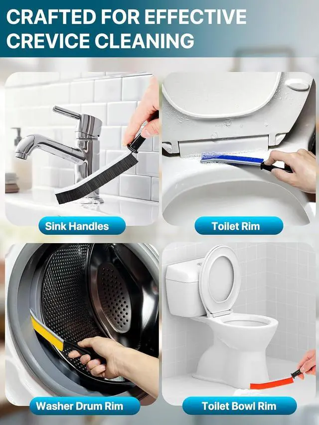 Alt view image 4 of 7 - 6Pcs Hard Bristle Crevice Cleaning Brush, Multifunctional Premium Crevice Cleaning Tool, Designed for Cleaning Narrow Spaces, Suitable for Toilet, Faucets,Kitchen,Grout, KOSPRIE