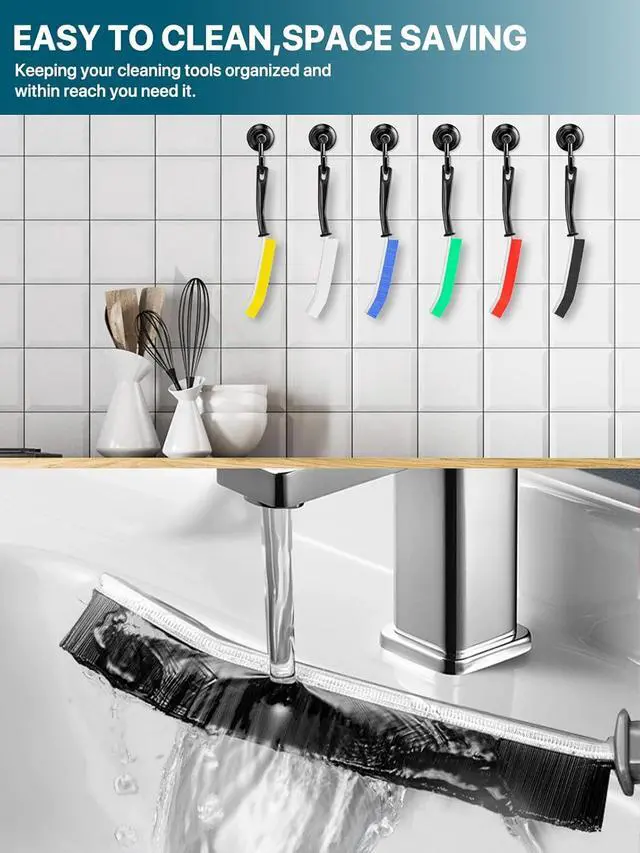 Alt view image 6 of 7 - 6Pcs Hard Bristle Crevice Cleaning Brush, Multifunctional Premium Crevice Cleaning Tool, Designed for Cleaning Narrow Spaces, Suitable for Toilet, Faucets,Kitchen,Grout, KOSPRIE