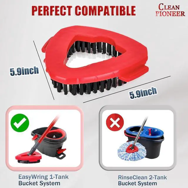 Alt view image 2 of 7 - 2 Pack Spin Scrub Brush Compatible for Oceda EasyWring 1 Tank System, Shower Scrubber Replacement Head, Hard Bristle Cleaning Brush for Kitchen,Tile and Bathroom