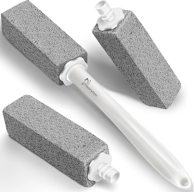 Main image of Maryton Pumice Stone for Toilet Cleaning with Extra Long Handle, Replaceable Design, 1 Cleaning Handle, 3 Cleaning Stones Refills, Easy for Removing Stubborn Hard Water Stains Buildups