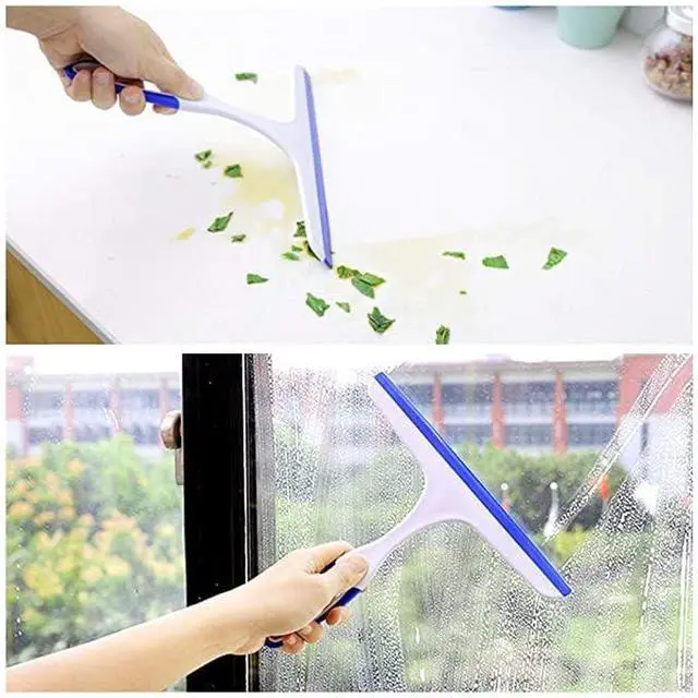 Alt view image 6 of 6 - 2 Pcs Window Squeegees with No-Slip Handle, Glass Wiper for Kitchen Home Car Bathroom Mirror Shower (2*Blue)