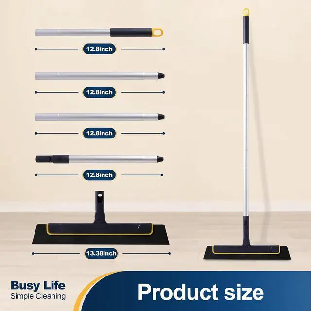 Alt view image 4 of 7 - Yocada Floor Squeegee Broom EVA Foam Blade Aluminum Pole