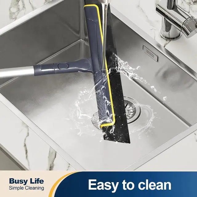 Alt view image 5 of 7 - Yocada Floor Squeegee Broom EVA Foam Blade Aluminum Pole