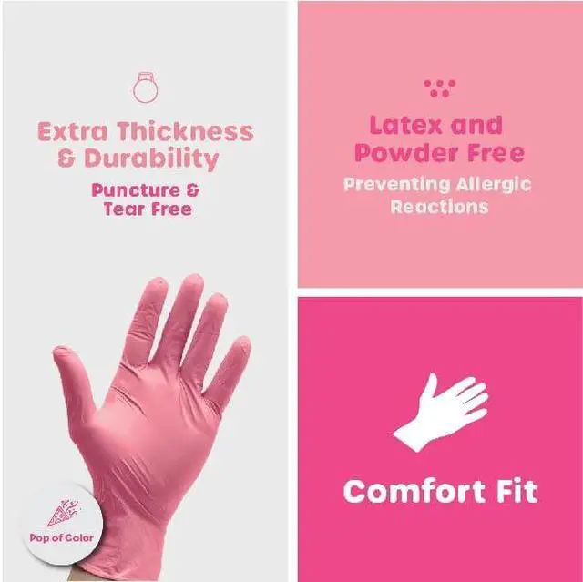 Alt view image 4 of 7 - GUSTO Disposable Pink Nitrile Gloves