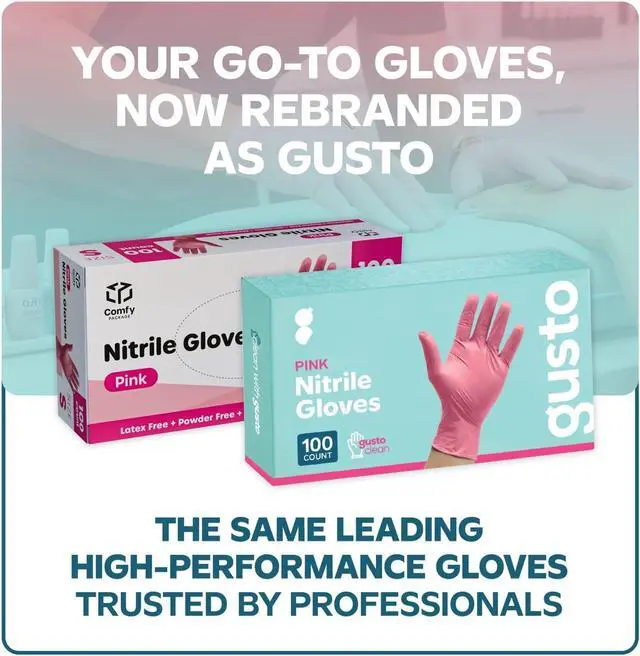 Alt view image 2 of 7 - GUSTO Disposable Pink Nitrile Gloves