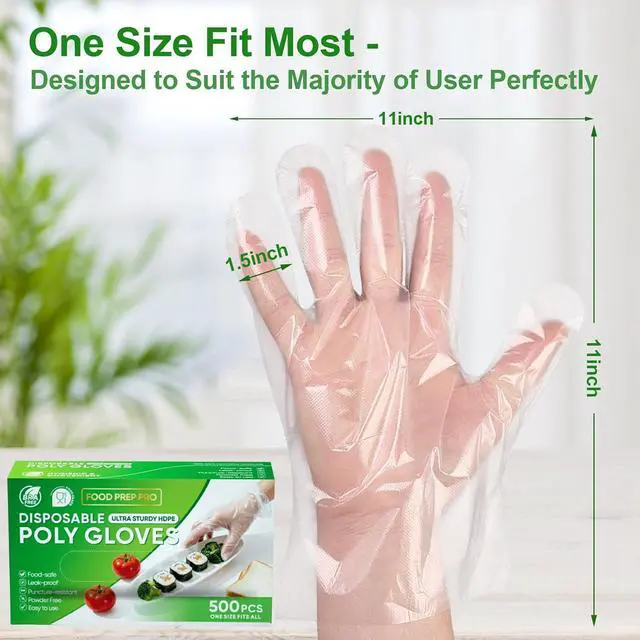 Alt view image 5 of 7 - 500 Count Disposable Food Service Gloves Plastic Gloves For Food Handling, Clear Poly Plastic Glove For Kitchen Serving Lightweight Disposable Kitchen Glove, One Size Fits Most