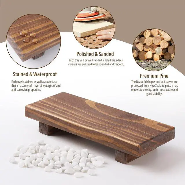 Alt view image 2 of 7 - Wood Pedestal Soap Stand, Farmhouse Wood Riser, Soap Dish Holder/Tray Counter Decor for Bathroom Kitchen, Rustic Candle Plant Holder, Display Rectangular Decorative (Antique Walnut)