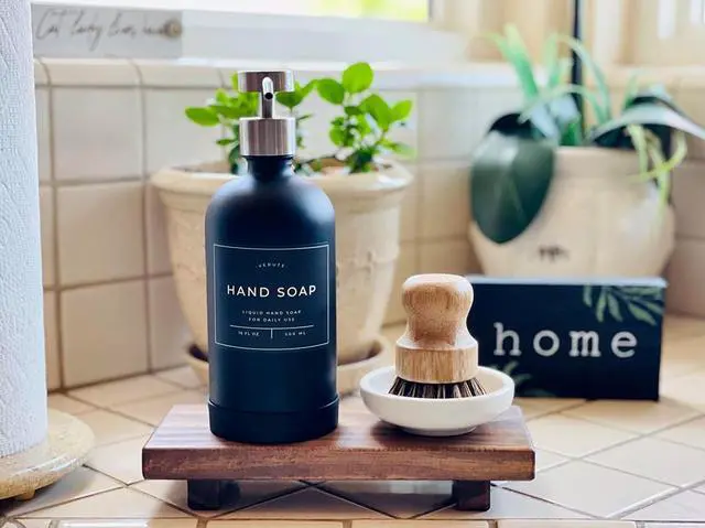 Alt view image 4 of 7 - Wood Pedestal Soap Stand, Farmhouse Wood Riser, Soap Dish Holder/Tray Counter Decor for Bathroom Kitchen, Rustic Candle Plant Holder, Display Rectangular Decorative (Antique Walnut)
