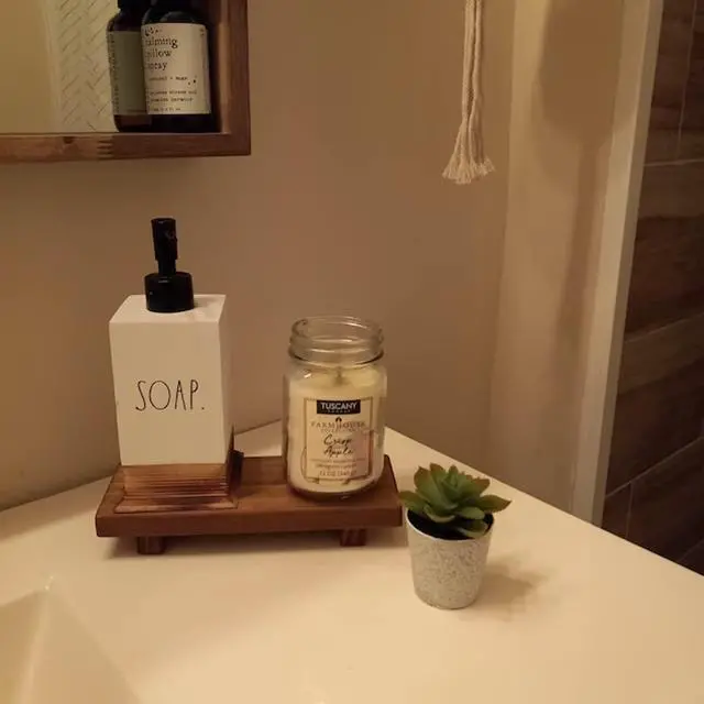 Alt view image 5 of 7 - Wood Pedestal Soap Stand, Farmhouse Wood Riser, Soap Dish Holder/Tray Counter Decor for Bathroom Kitchen, Rustic Candle Plant Holder, Display Rectangular Decorative (Antique Walnut)