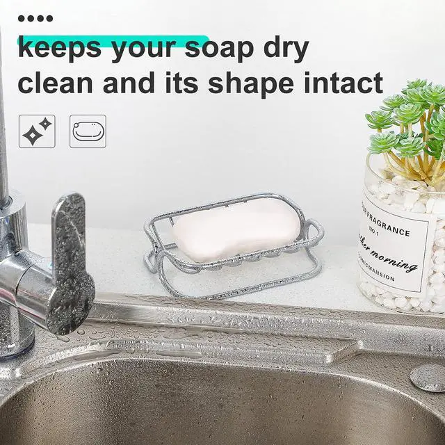 Alt view image 6 of 6 - Patelai Soap Dish Stainless Steel Bathroom Bar Soap Holder for Shower Rust Proof Metal Self Draining Sponge Shelf Tray for Kitchen Sink(Classic Style)