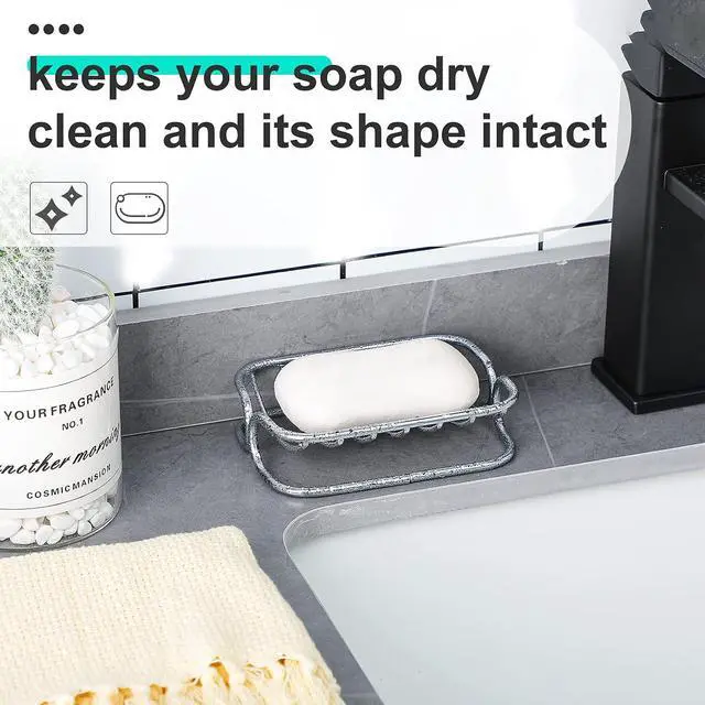 Alt view image 3 of 6 - Patelai Soap Dish Stainless Steel Bathroom Bar Soap Holder for Shower Rust Proof Metal Self Draining Sponge Shelf Tray for Kitchen Sink(Classic Style)