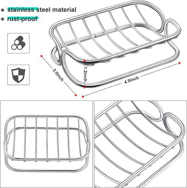 Alt view image 2 of 6 - Patelai Soap Dish Stainless Steel Bathroom Bar Soap Holder for Shower Rust Proof Metal Self Draining Sponge Shelf Tray for Kitchen Sink(Classic Style)
