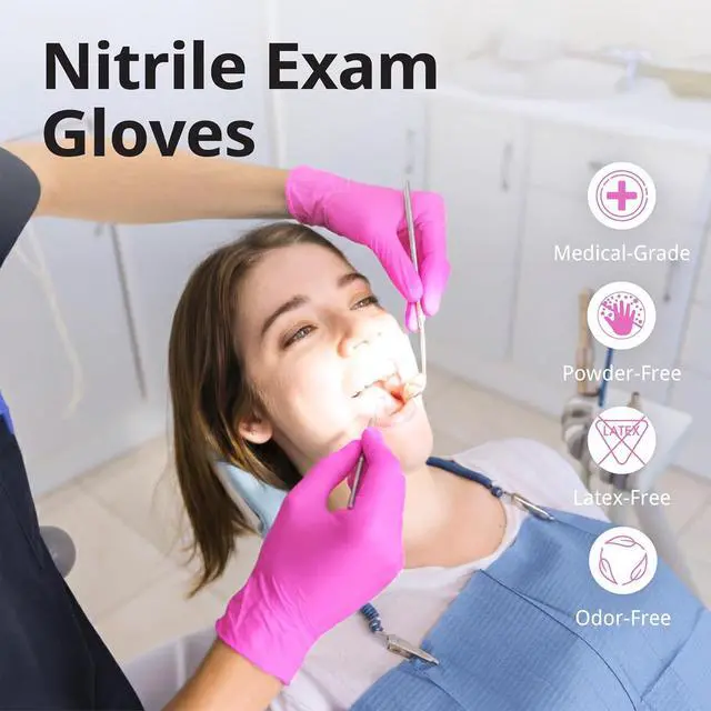 Alt view image 5 of 7 - SwiftGrip Powder-Free Nitrile Gloves, 3-mil, Disposable Nitrile Gloves, Latex-Free, Powder-Free - Pink/Fuchsia