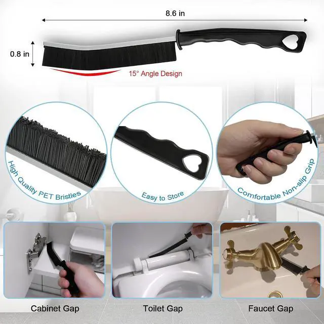 Alt view image 3 of 7 - 9 Pack Crevice Cleaning Brush Set, Hard Bristle Detail Brush Set for Deep Cleaning Kitchen, Bathroom, Grout, Sink, Bottle, Blender, Corners, Tight Spaces