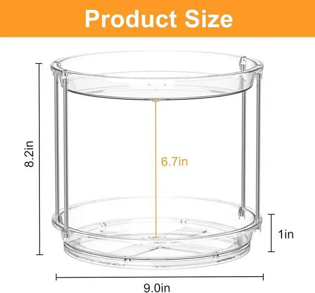 Alt view image 3 of 7 - 360 Rotating Makeup Organizer, 2 Tier Skincare & Perfume Holder for Bathroom Counter, Clear Spinning Vanity Tray, Lazy Susan Turntable Organizer for Dresser, Kitchen Cabinet