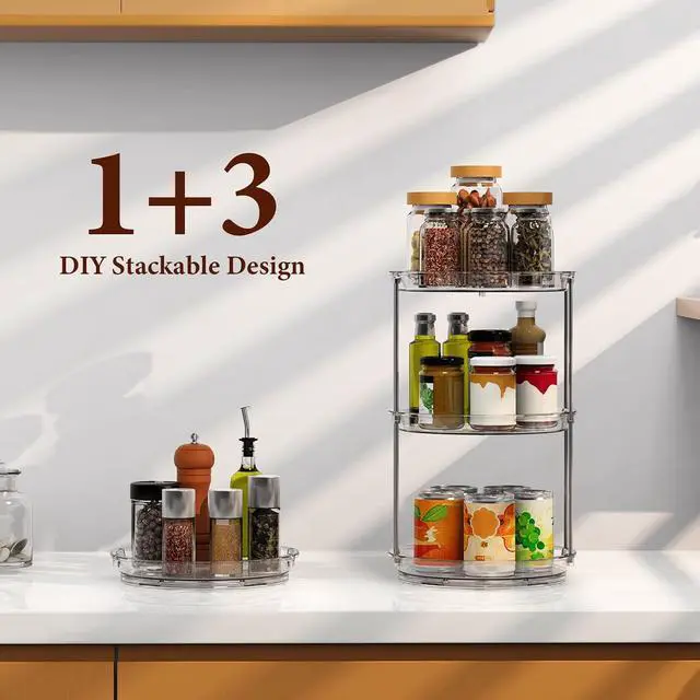Alt view image 7 of 7 - 360 Rotating Makeup Organizer, 2 Tier Skincare & Perfume Holder for Bathroom Counter, Clear Spinning Vanity Tray, Lazy Susan Turntable Organizer for Dresser, Kitchen Cabinet