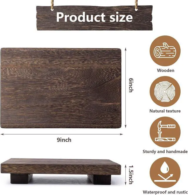 Alt view image 3 of 7 - Small Wood Tray Pedestal Stand Farmhouse Bathroom Decor Decorative Wooden Riser Kitchen Soap Dish Holder for Vanity, Counter, Sink, 9" x 6"
