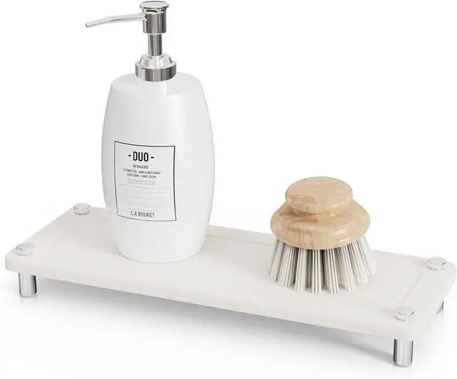 Main image of Kitchen Sink Caddy Diatomite Water Absorbing Stone Tray, White