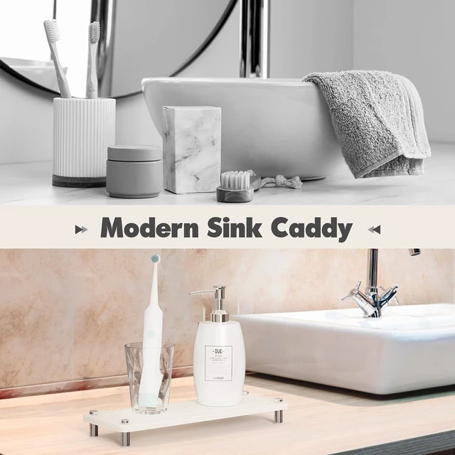 Alt view image 2 of 7 - Kitchen Sink Caddy Diatomite Water Absorbing Stone Tray, White