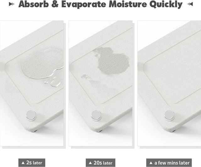 Alt view image 4 of 7 - Kitchen Sink Caddy Diatomite Water Absorbing Stone Tray, White