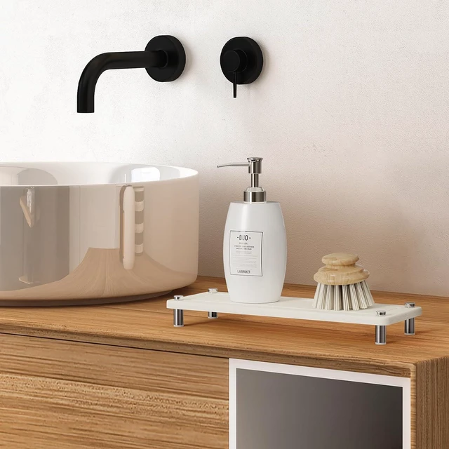 Alt view image 7 of 7 - Kitchen Sink Caddy Diatomite Water Absorbing Stone Tray, White