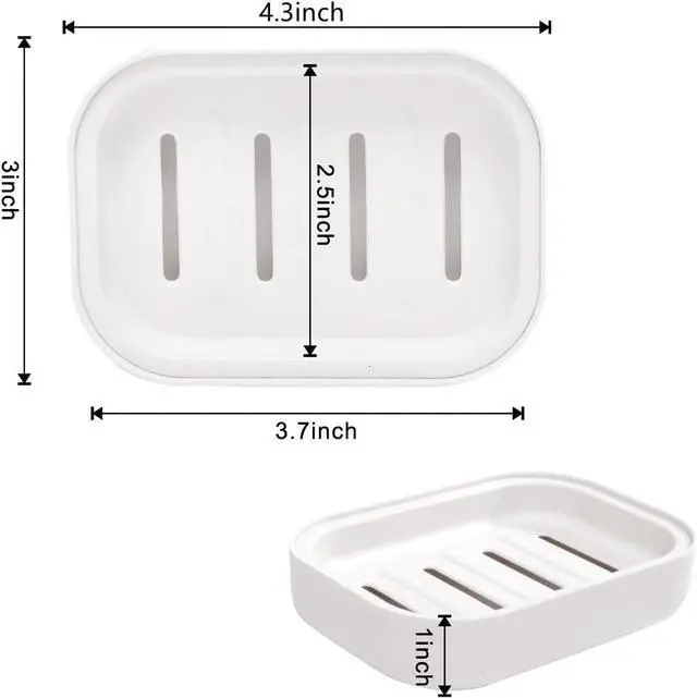 Alt view image 2 of 6 - 4 Pack Plastic Soap Dish, Soap Container, Double Layer Draining Soap Holder for Shower, Bathroom or Kitchen, C-0060