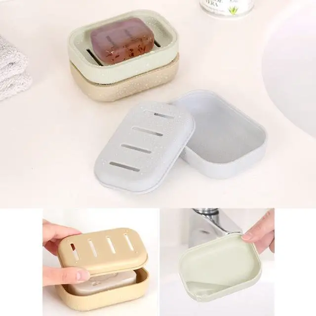 Alt view image 4 of 6 - 4 Pack Plastic Soap Dish, Soap Container, Double Layer Draining Soap Holder for Shower, Bathroom or Kitchen, C-0060
