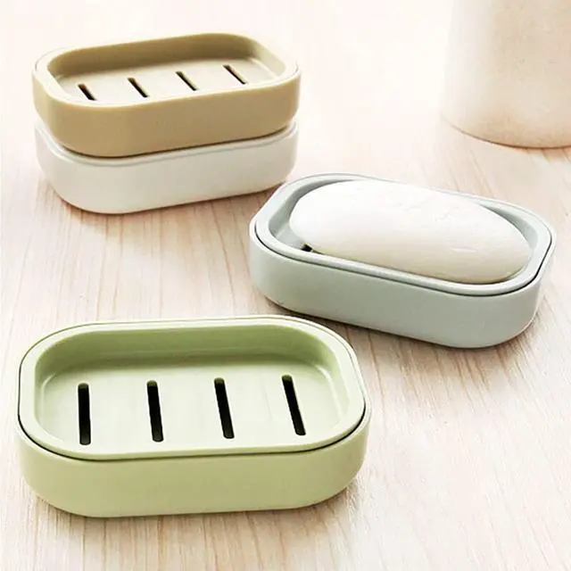 Alt view image 6 of 6 - 4 Pack Plastic Soap Dish, Soap Container, Double Layer Draining Soap Holder for Shower, Bathroom or Kitchen, C-0060