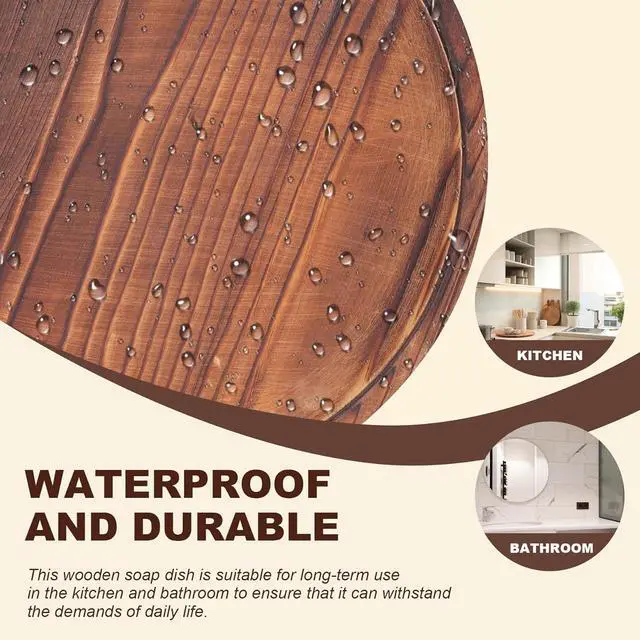 Alt view image 3 of 7 - DEBETOOL Round Rustic Wood Decorative Tray