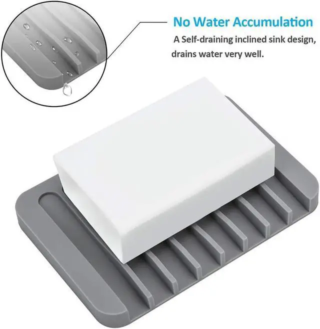 Alt view image 2 of 7 - 4PCS Self-Draining Silicone Bar Soap Dish and Holders for Shower